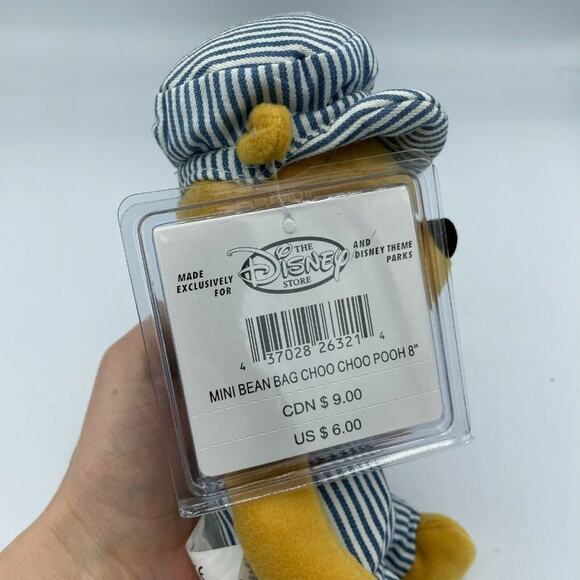 Disney Soft Toy For Kids Blue Striped Winnie The Mini Bean Bag Choo Choo Pooh 8 - Picture 7 of 7